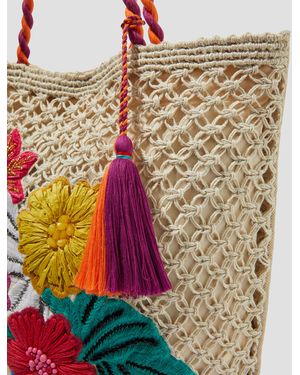 Monsoon Zoe Embroidered Crochet Tote Bag - Multicolour