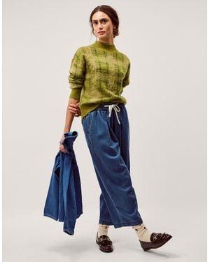 Monsoon Rhea Tie Front Denim Trousers Blue