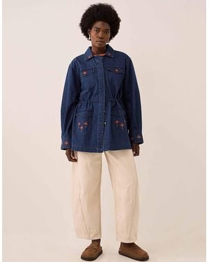 Monsoon East Marion Indigo Denim Embroidered Jacket Blue