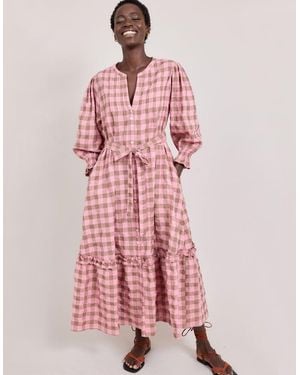 Monsoon East Alyessia Woven Gingham Midi Dress Multi - Pink