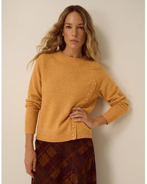 Monsoon Bray Asymmetrical Button Jumper Yellow - Brown