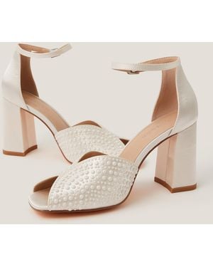 Monsoon Sena Pearl Block Heeled Sandals Ivory - Natural
