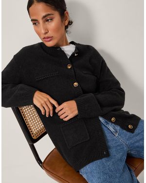 Monsoon Bella Braid Pocket Cardigan Black