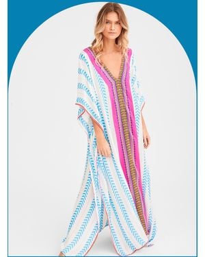 Monsoon Pitusa Hand-loomed Geometric Maxi Kaftan - Blue