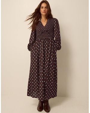 Monsoon Shae Polka Dot Jersey Midi Dress - Brown