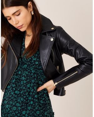 Monsoon Leather Biker Jacket Black