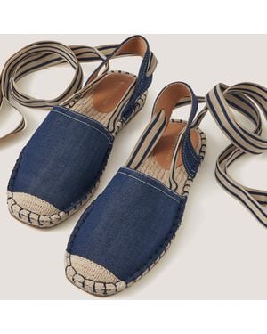 Monsoon Fliss Stripe Chambray Espadrille Flats Blue