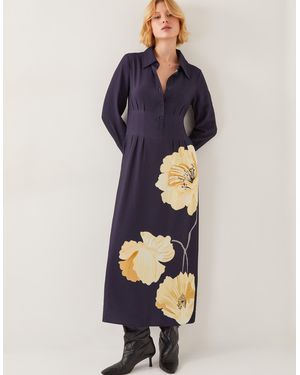 Monsoon Fearne Floral Midi Shirt Dress Blue