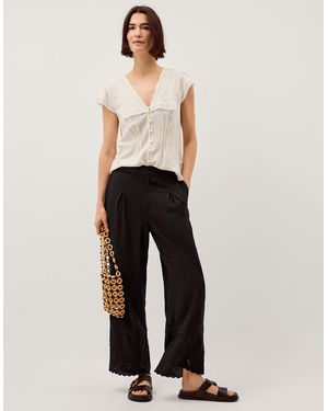 Monsoon Cindy Wide Leg Trousers - Natural