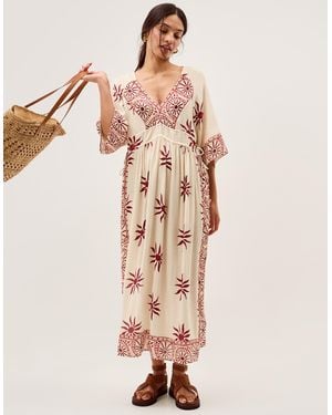 Monsoon Sunnie Midi Beach Dress Ivory - Pink