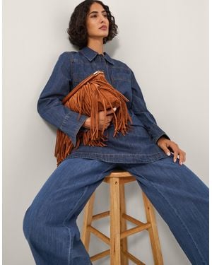 Monsoon Nara Denim Tunic Shirt Dress Blue