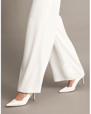 Monsoon Scallop Satin Bridal Court Shoes Ivory - White