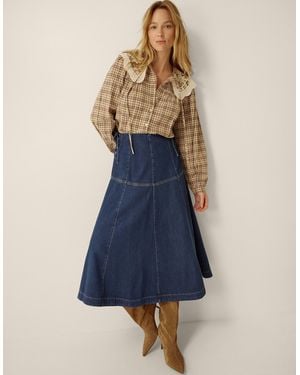 Monsoon Macy Tie Side Denim Midi Dress - Blue
