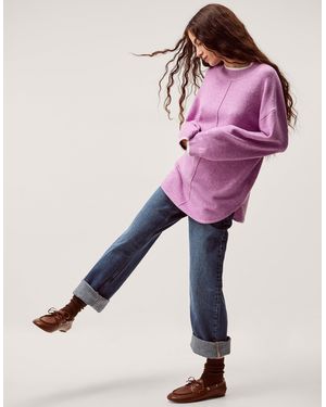 Monsoon Tori Oversized Tipped Jumper Purple - Pink