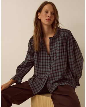 Monsoon Ruby Check Blouse Blue - Brown