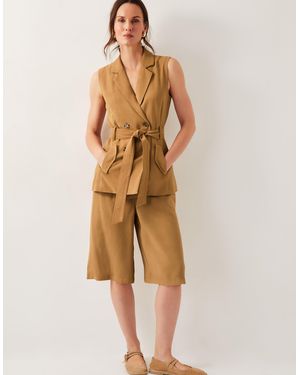 Monsoon Nina Tailored Longline Shorts Brown - Natural