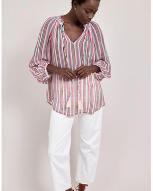 Monsoon East Shania Sheer Stripe Blouse Multi - Pink