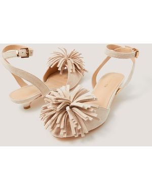 Monsoon Poppy Fringe Kitten Heels - Natural