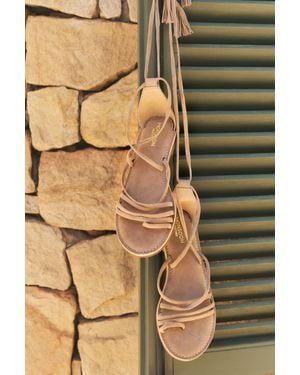 Monsoon Gia Tassel Strap Suede Sandals Natural