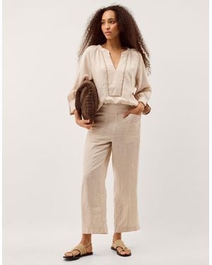 Monsoon Lucy Regular Straight Leg Linen Trousers Natural