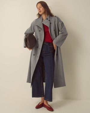 Monsoon Elise Funnel Neck Wool Blend Coat Grey