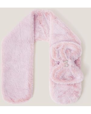 Monsoon Faux Fur Bow Scarf - Pink