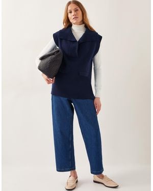 Monsoon Uma Knitted Utility Vest Blue