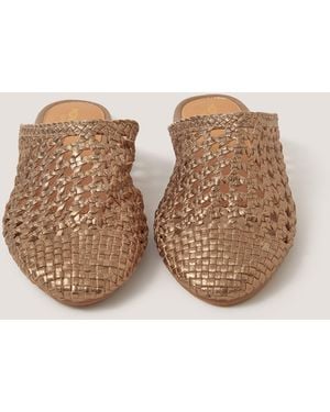 Monsoon Bella Braided Leather Slipper Sandals Gold - Natural
