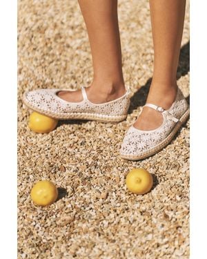 Monsoon Lola Lace Espadrille Flats Ivory - Metallic
