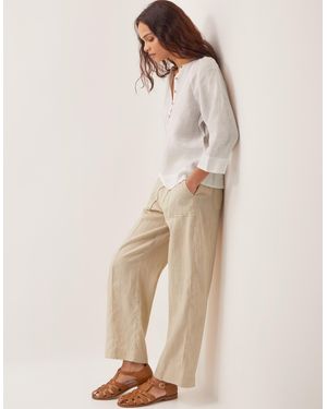 Monsoon Jolie Short Linen Wide Leg Trousers Natural