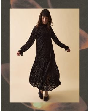 Monsoon Clemence Gigi Velvet Burnout Maxi Dress Black