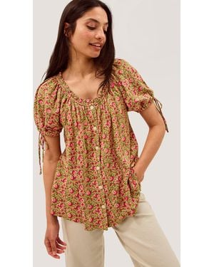 Monsoon Harlowe Print Jersey Top Green - Brown