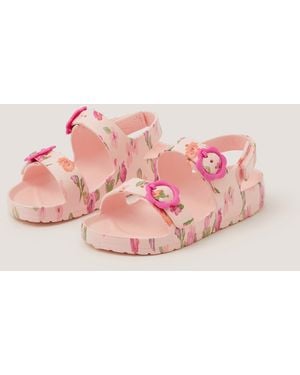 Monsoon Floral Eva Buckle Sandals Ivory - Pink