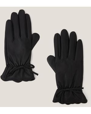 Monsoon Eva Bow Leather Gloves Black