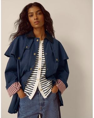 Monsoon Carly Cape Barn Jacket Blue