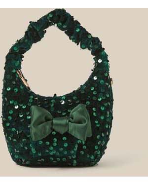 Monsoon Bow Sequin Velvet Bag - Green