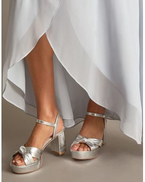 Monsoon Twist Knot Platform Heels Silver - Brown