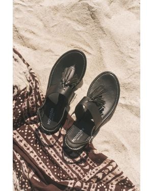 Monsoon Cali Tassel Leather Sandals Black