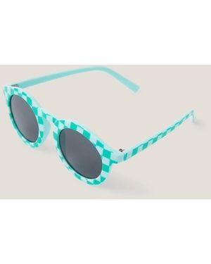 Monsoon Checkerboard Round Sunglasses - Blue