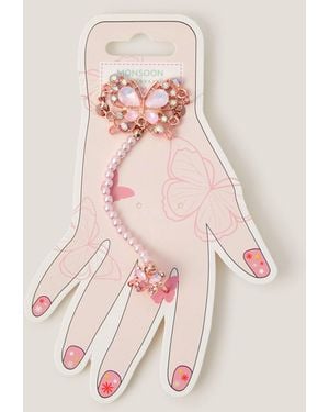 Monsoon Butterfly Linked Bracelet & Ring Set Pink