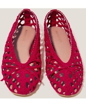 Monsoon Betsy Woven Ballet Flats Red