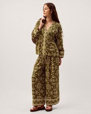 Monsoon Thalia V-neck Floral Print Top Green