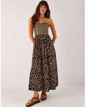 Monsoon Ania Geometric Bandeau Dress Black - Brown