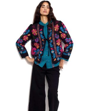Monsoon East Marissa Embroidered Jacket Black - Blue