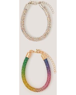 Monsoon 2-pack Rhinestone Tube Bracelets - Natural