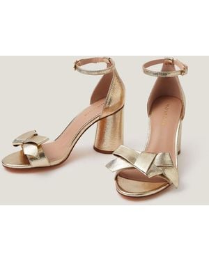 Monsoon Emer Bow Metallic Heels Gold - Natural