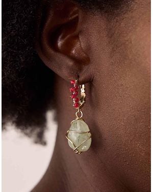 Monsoon Gas Bijoux Gold-plated Fluorine Gemstone Beaded Earrings - Brown