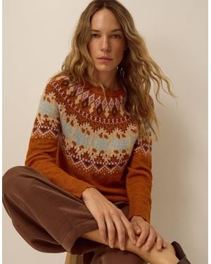 Monsoon Frey Fair Isle Jumper Orange - Brown