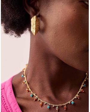 Monsoon Gas Bijoux Gold-plated Gemstone Vert & Pink Quartz Necklace - Brown