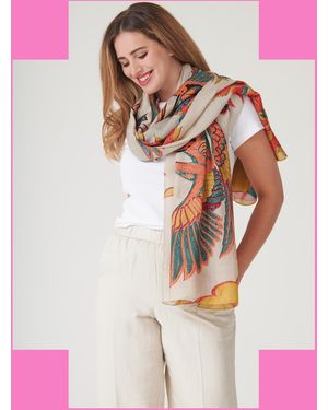 Monsoon One Hundred Stars Crane Print Lightweight Scarf - Pink